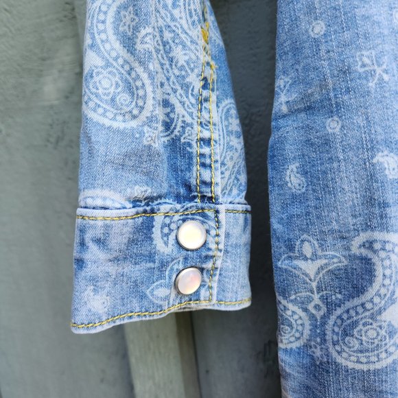 Gymboree Girls Denim Cowgirl Dress Paisley Print Size 4 - Picture 6 of 7